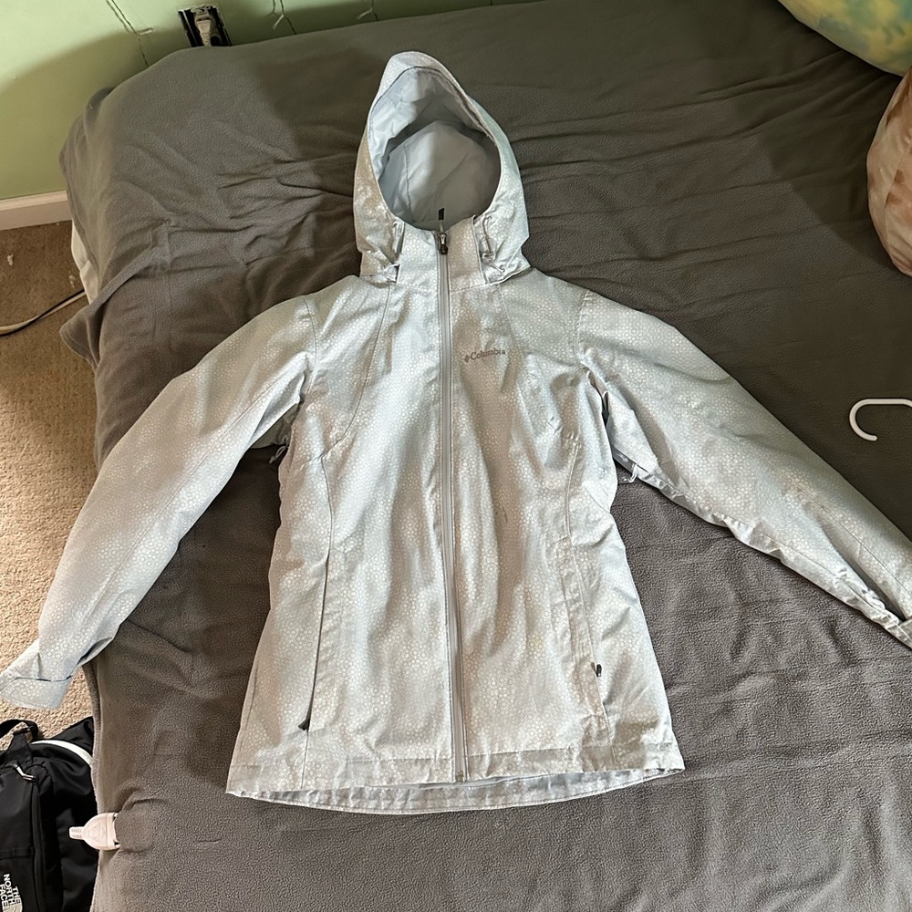 White and pink detachable Columbia coat size small.